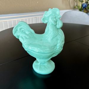 Mosser Glass Jadeite Glass Large Standing Rooster